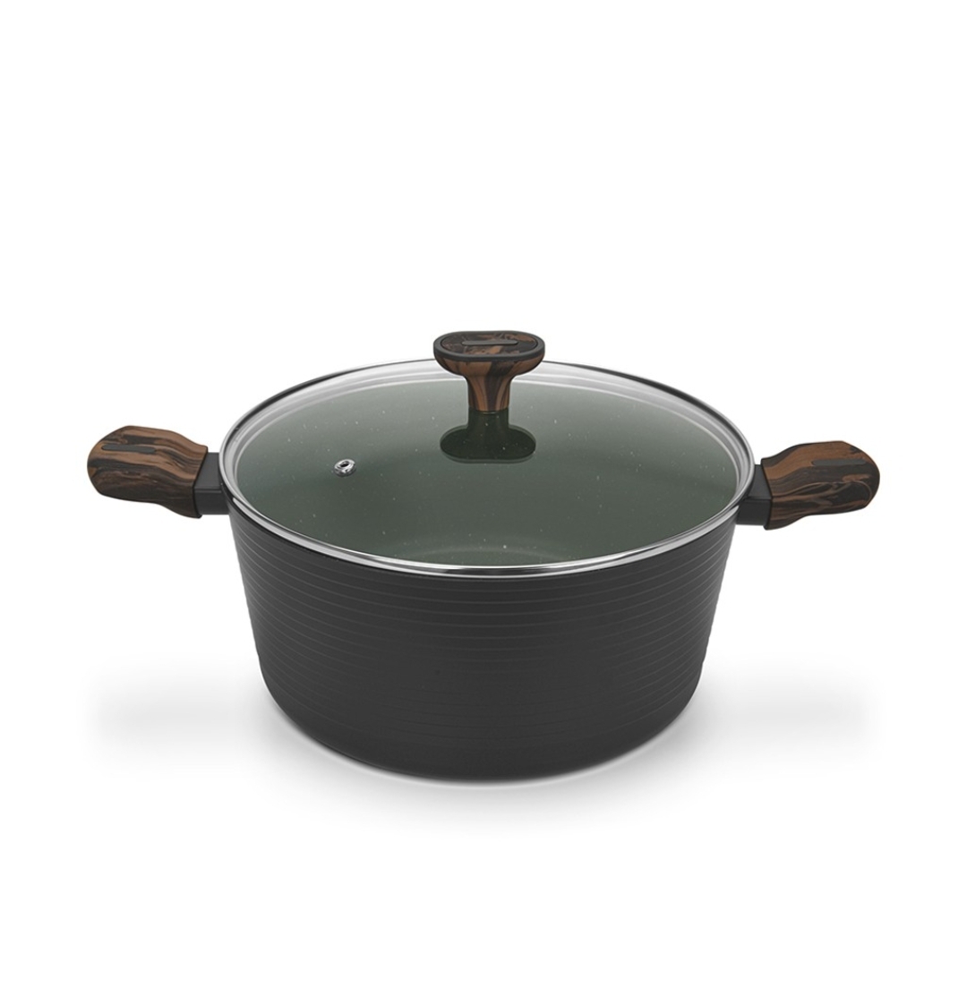 14594 FISSMAN Кастрюля CUISINE 28x13,5см / 7,1л со стеклянной крышкой (алюминий)