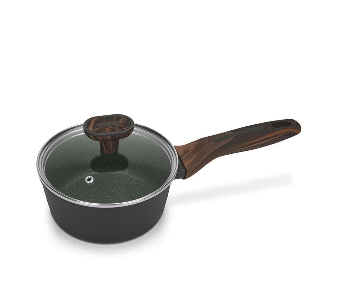 14591 FISSMAN Ковш CUISINE 16x7,5см / 1,3 л со стеклянной крышкой (алюминий)