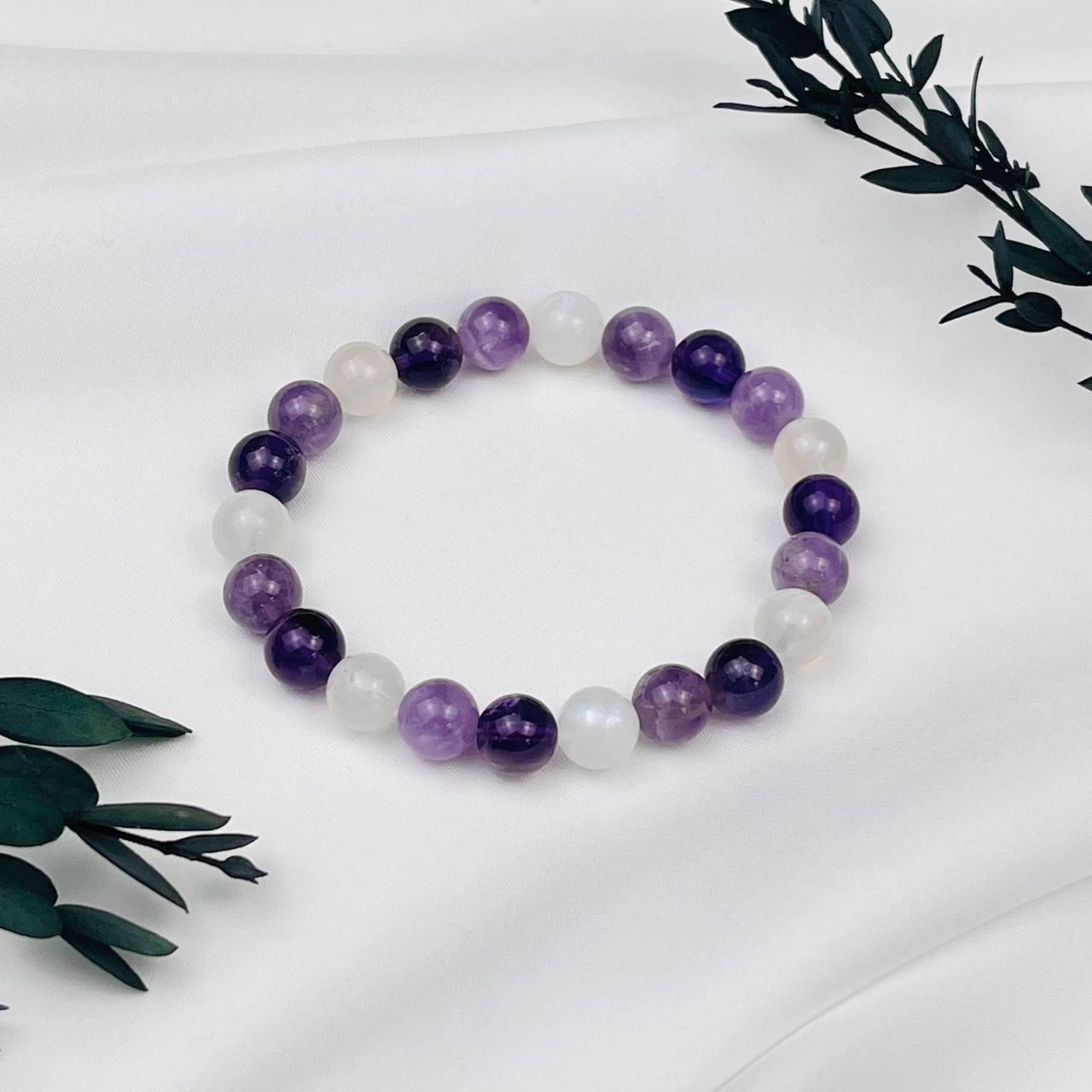 Радуга Самоцветов Браслет из Аметиста и Лунного камня