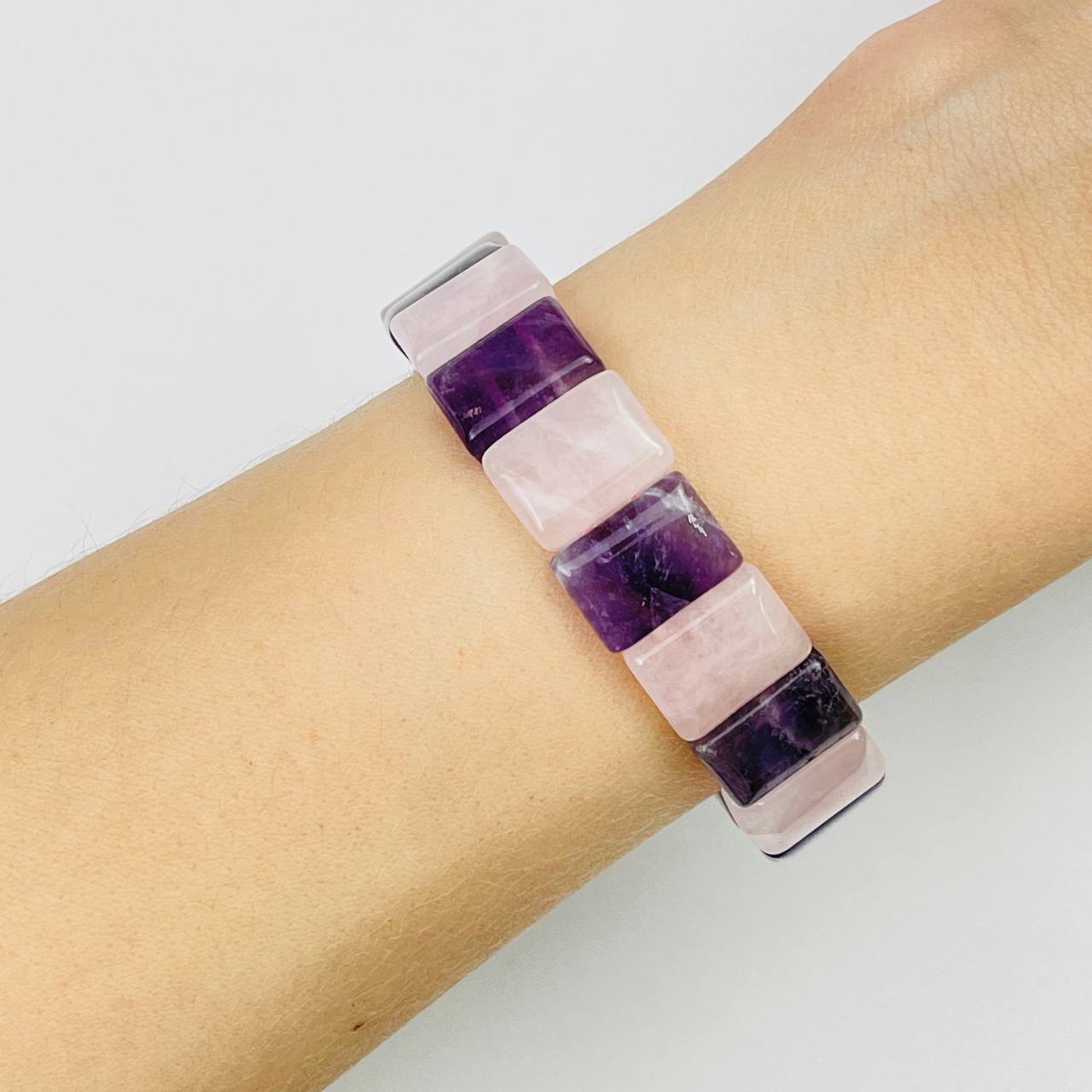 Радуга Самоцветов Браслет из Аметиста и Розового кварца