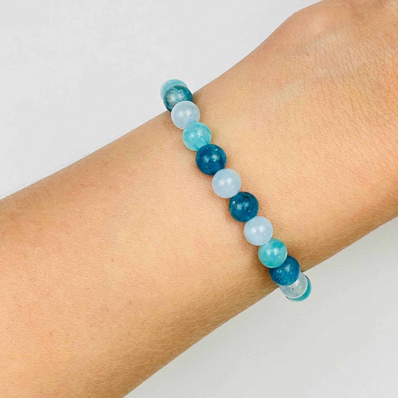 Радуга Самоцветов Браслет из Апатита, Аквамарина и Амазонита