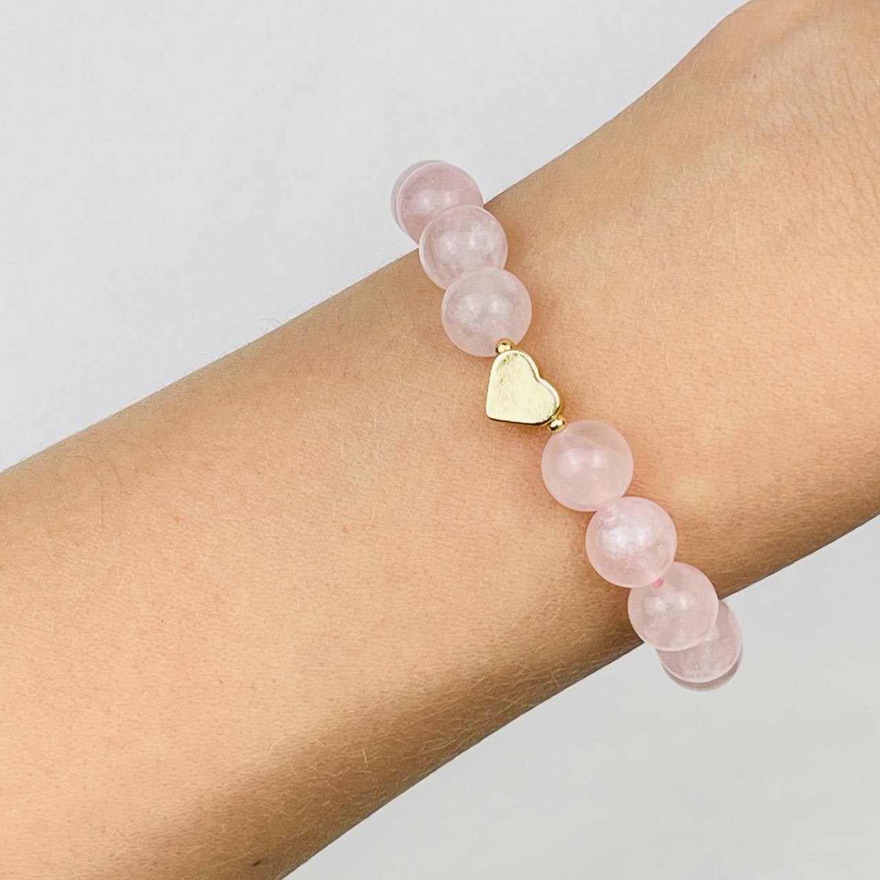 Радуга Самоцветов Браслет из мадагаскаского Розового кварца со вставкой