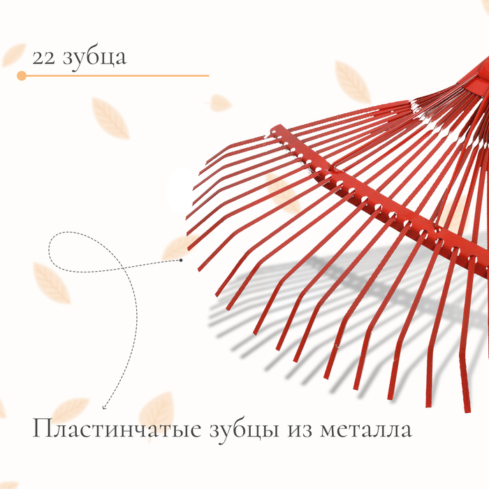 Грабли веерные, пластинчатые, 22 зубца, тулейка 30 мм, металлические, без черенка