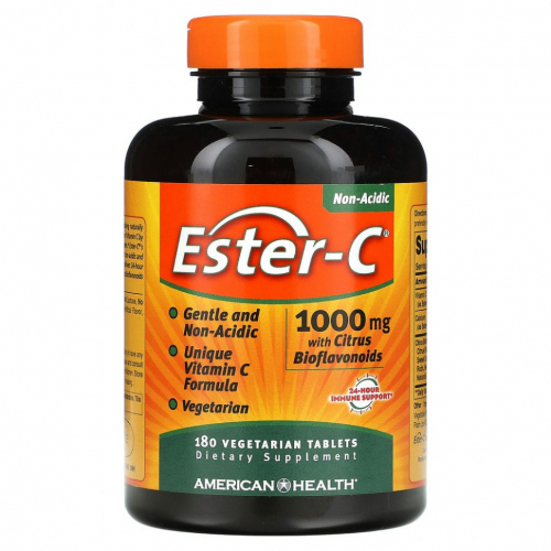 American Health, Ester-C с цитрусовыми биофлавоноидами, 1000 мг, вегетарианские таблетки