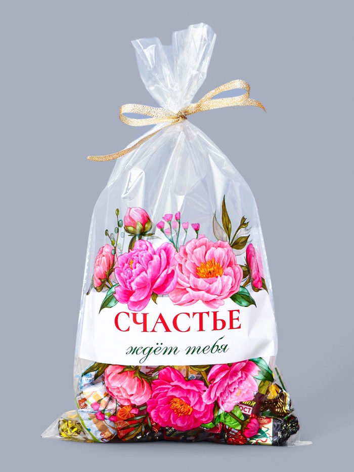 Пакет фасовочный БОПП, «Счастье ждет тебя» 20×35 см