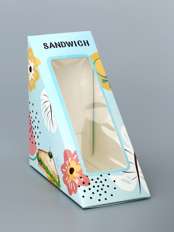 Упаковка для сэндвичей «Свежая еда» 17×12×12×6.5 см
