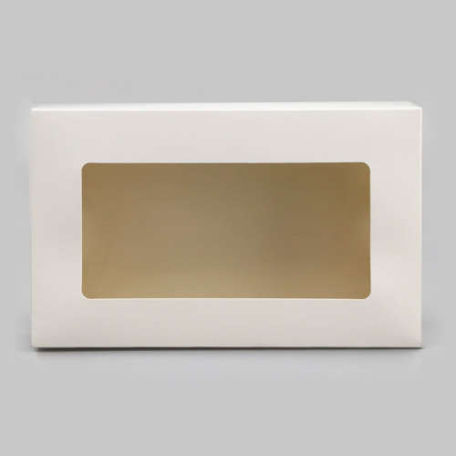Упаковка для продуктов с окном, белая, 23×14×6 см, 1.9 л