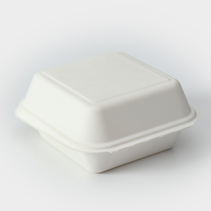Ланч - бокс, коробка для бенто-торта и бургера, 15,2×15,2×8 см, сахарный тростник, 50 шт/уп