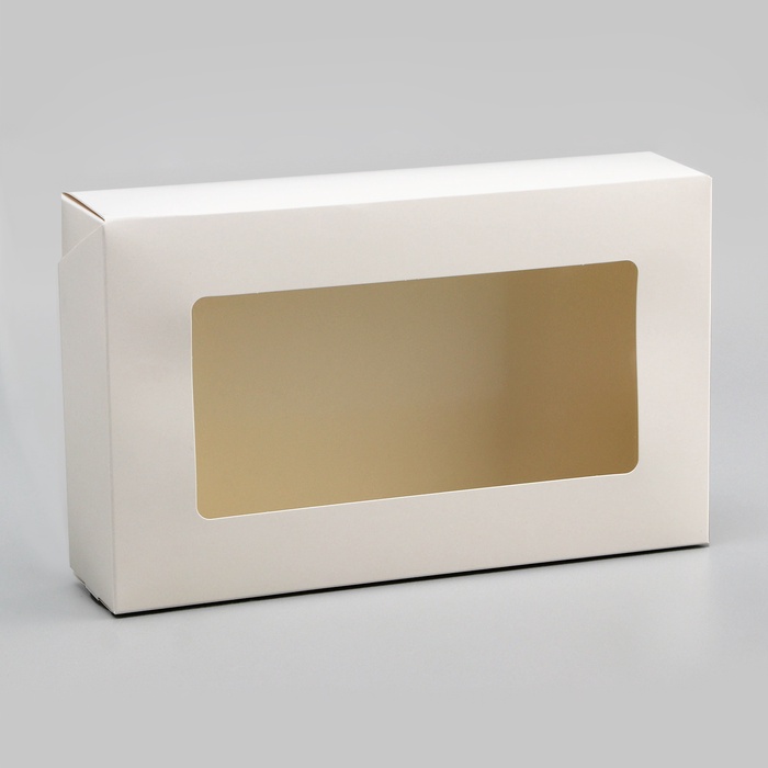 Упаковка для продуктов с окном, белая, 23×14×6 см, 1.9 л