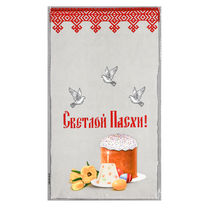 Пакет подарочный «Куличи», для кулича и яиц, 20×35 см, 25 мкм