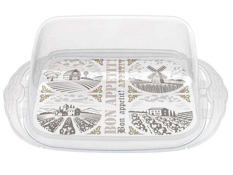 Масленка с декором 18,9*11*6,9см (бесцветный)