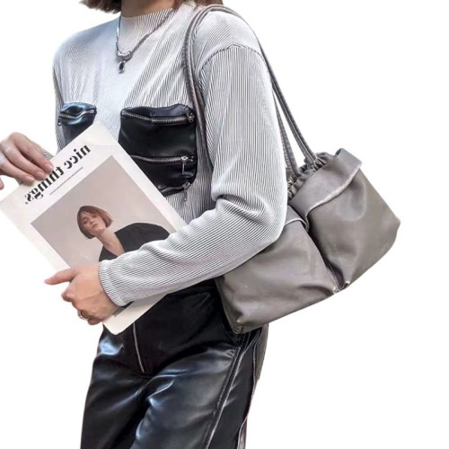 Женская кожаная сумка 8988 WHITE GREY