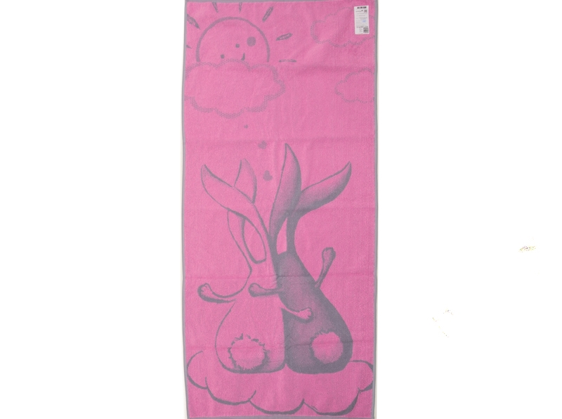 6с102.411ж1 Парочка-кролики (розовый2) Полотенце махровое 67х150см