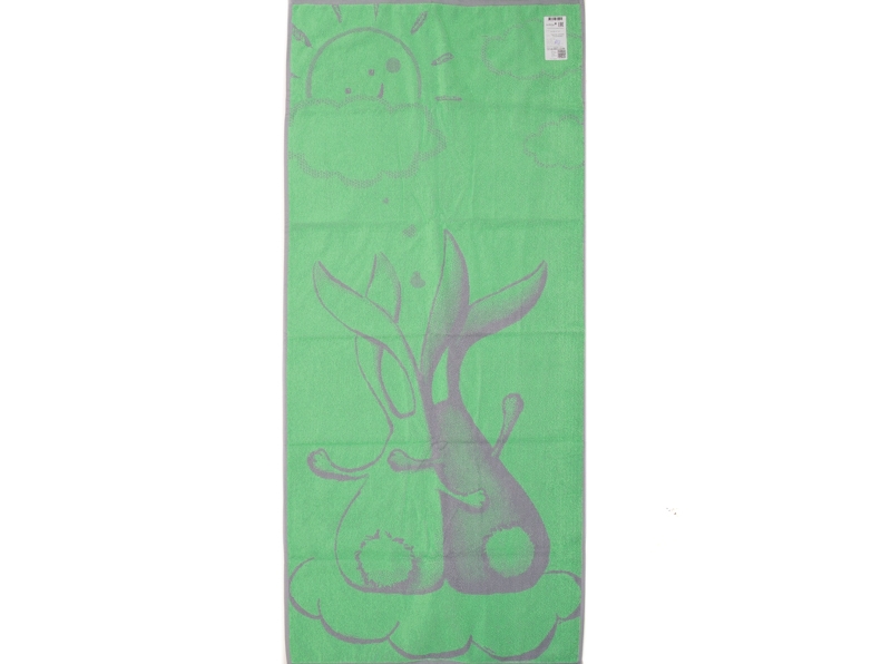 6с102.411ж1 Парочка- кролики (салатовый3) Полотенце махровое 67х150см