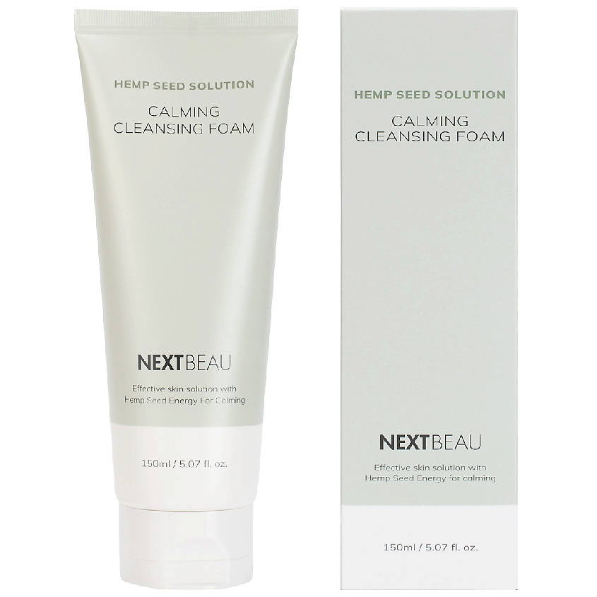 Успокаивающая очищающая пенка для умывания с маслом семян конопли, 150мл, NEXTBEAU