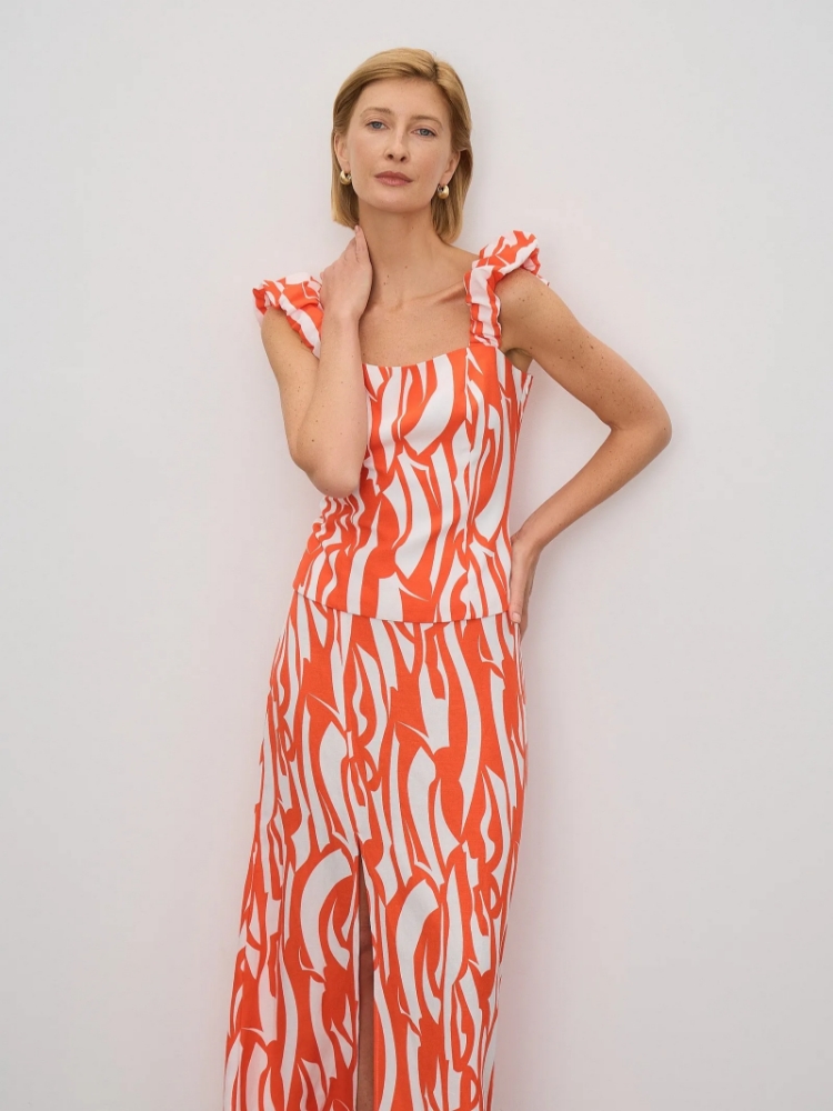 Топ с принтом ,
50% лен, 50% вискоза ,