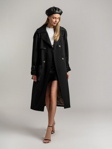 Ст.цена 7950р. Плащ: В099-115 Черный Black 19-4007