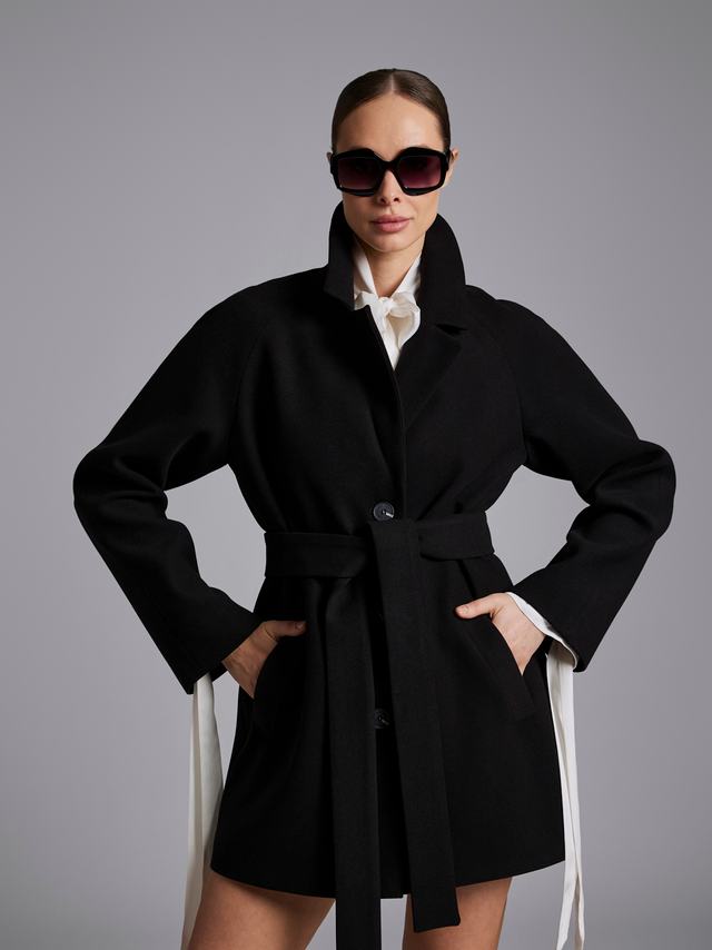 Ст.цена 7750р. Пальто: О020-8 Черный DIZ Jet Black