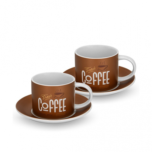 3706 FISSMAN Набор из 2-х чашек 240 мл FRESH COFFEE с блюдцами (фарфор)