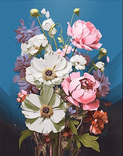 Полотенце рогожка 13286-1 ЦВЕТАЛИНА - нежный букет р-р 50х60