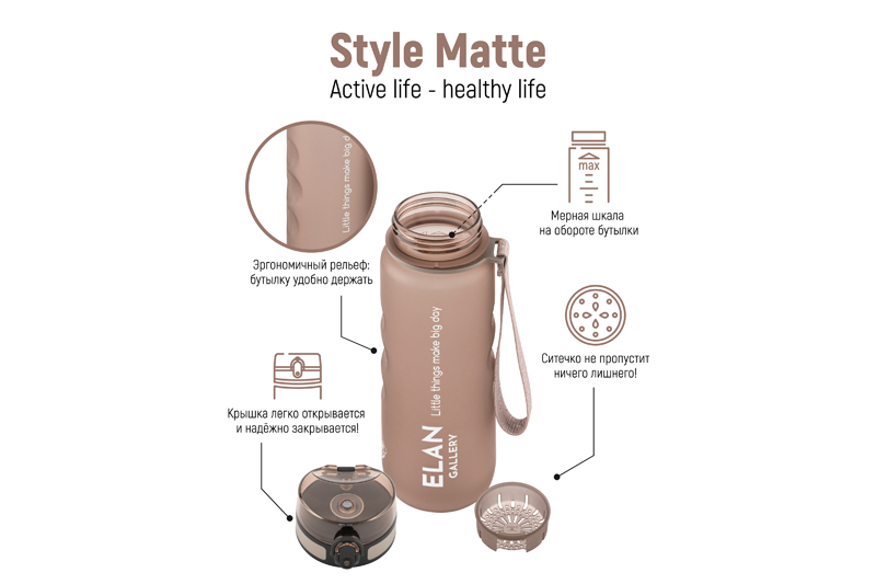 Бутылка для воды 500 мл 6,5*6,5*23 см