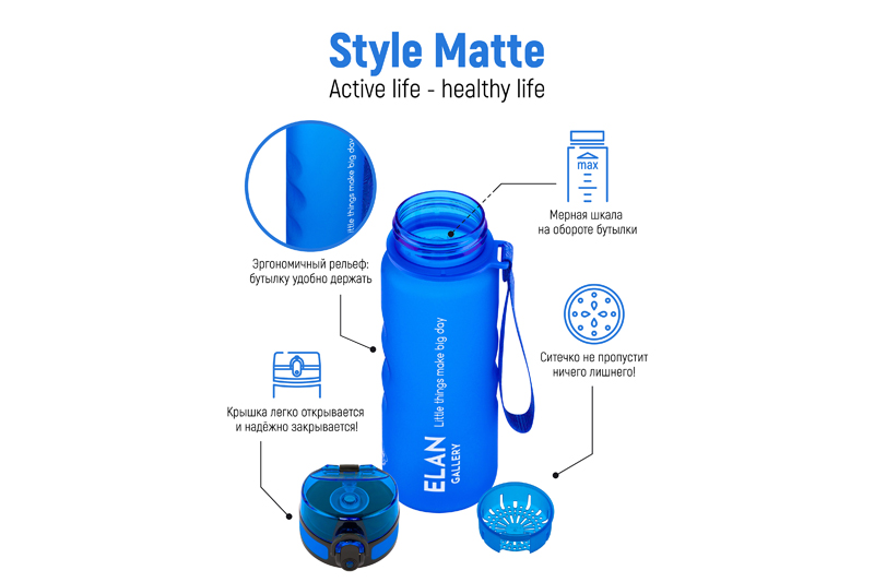 Бутылка для воды 500 мл 6,5*6,5*23 см