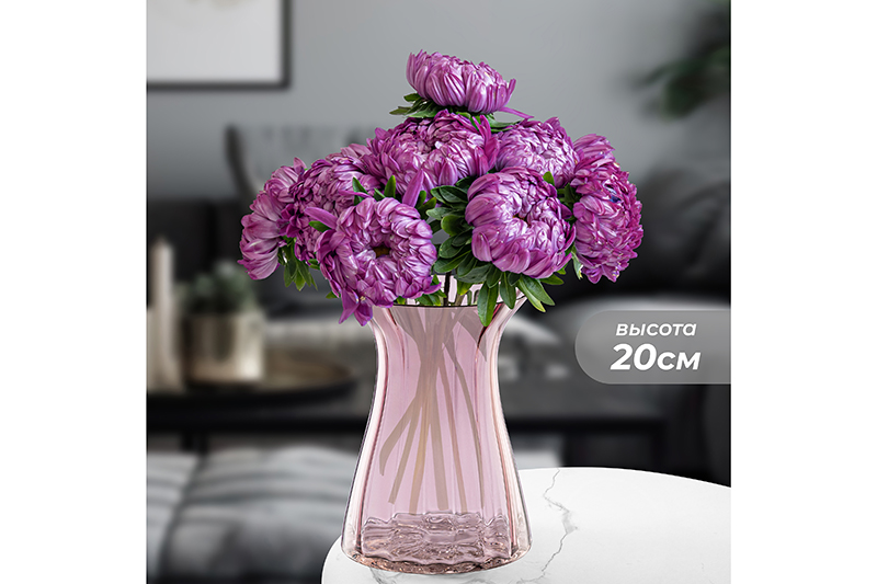 БЫЛО 1086 руб! Ваза 15*15*20 см дымчато-бордовая, стекло