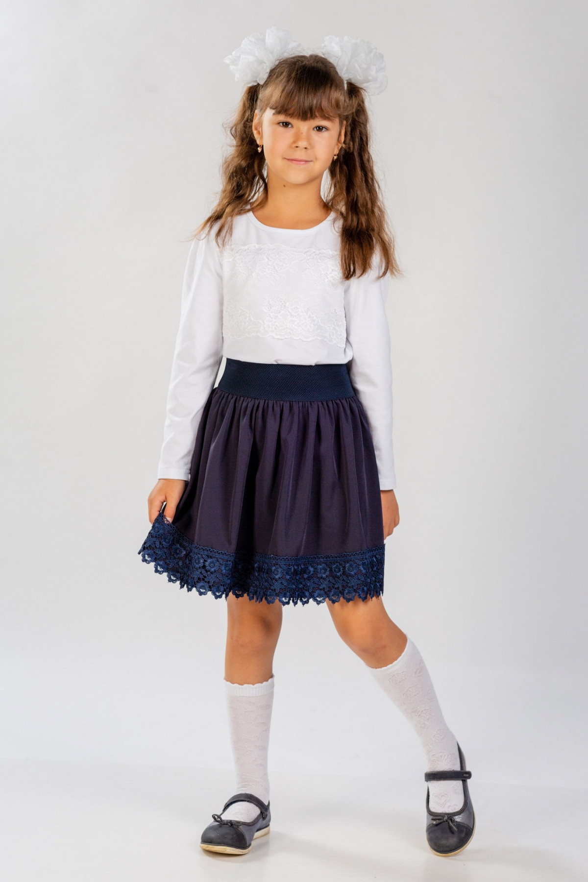 Футболка с длинным рукавом детская из кулирки с лайкрой Снежинка белый