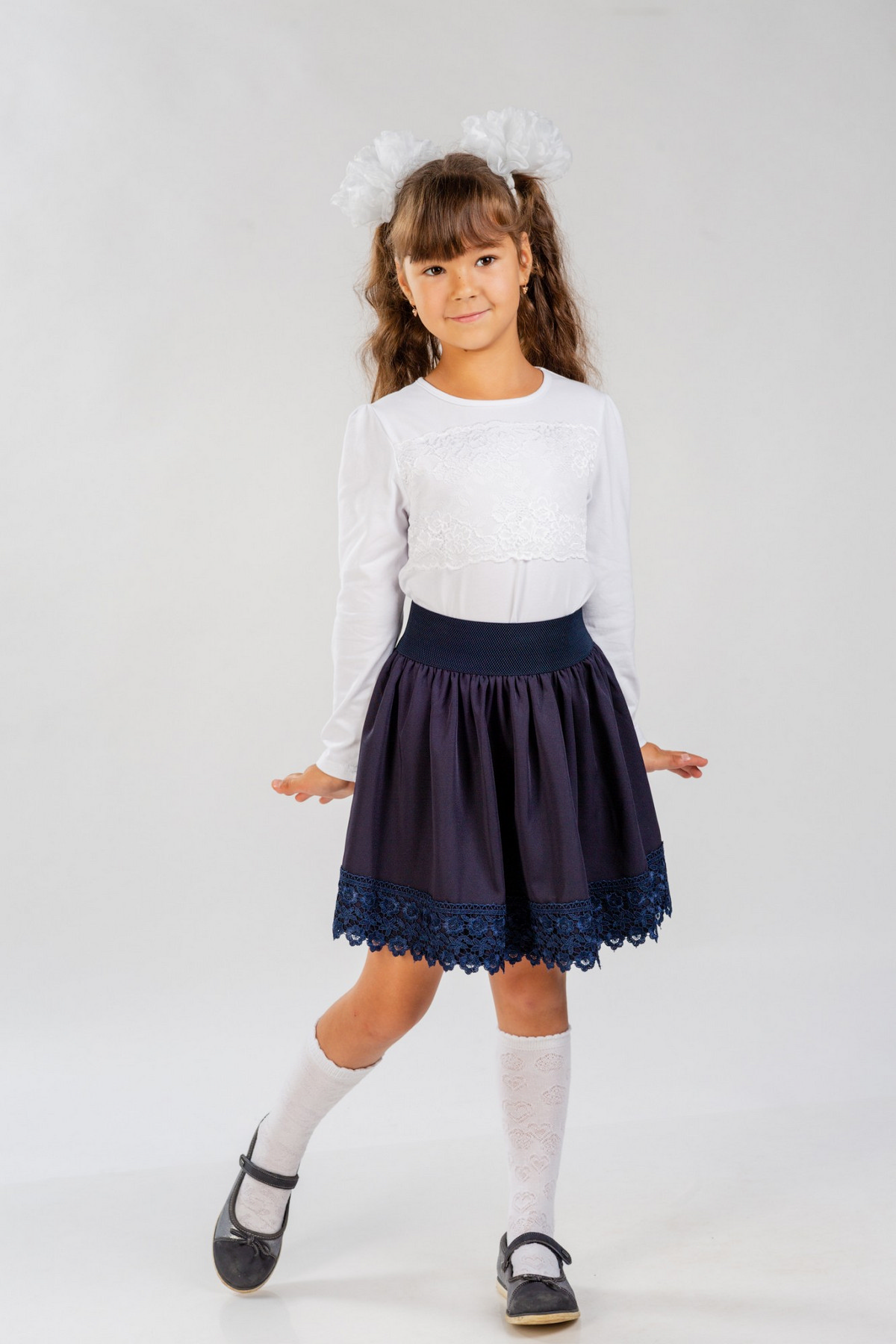 Футболка с длинным рукавом детская из кулирки с лайкрой Снежинка белый