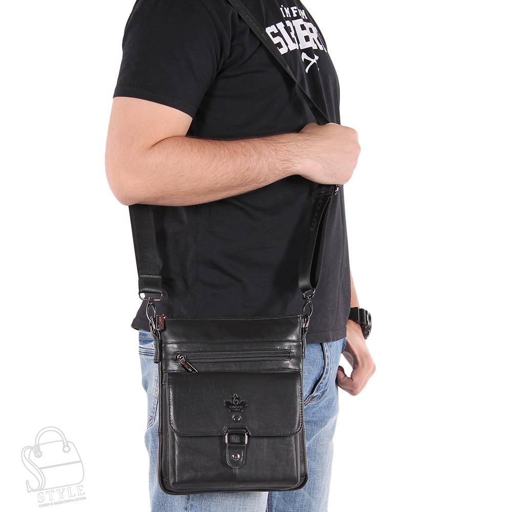 Сумка мужская кожаная 2301Z black Zinimsk