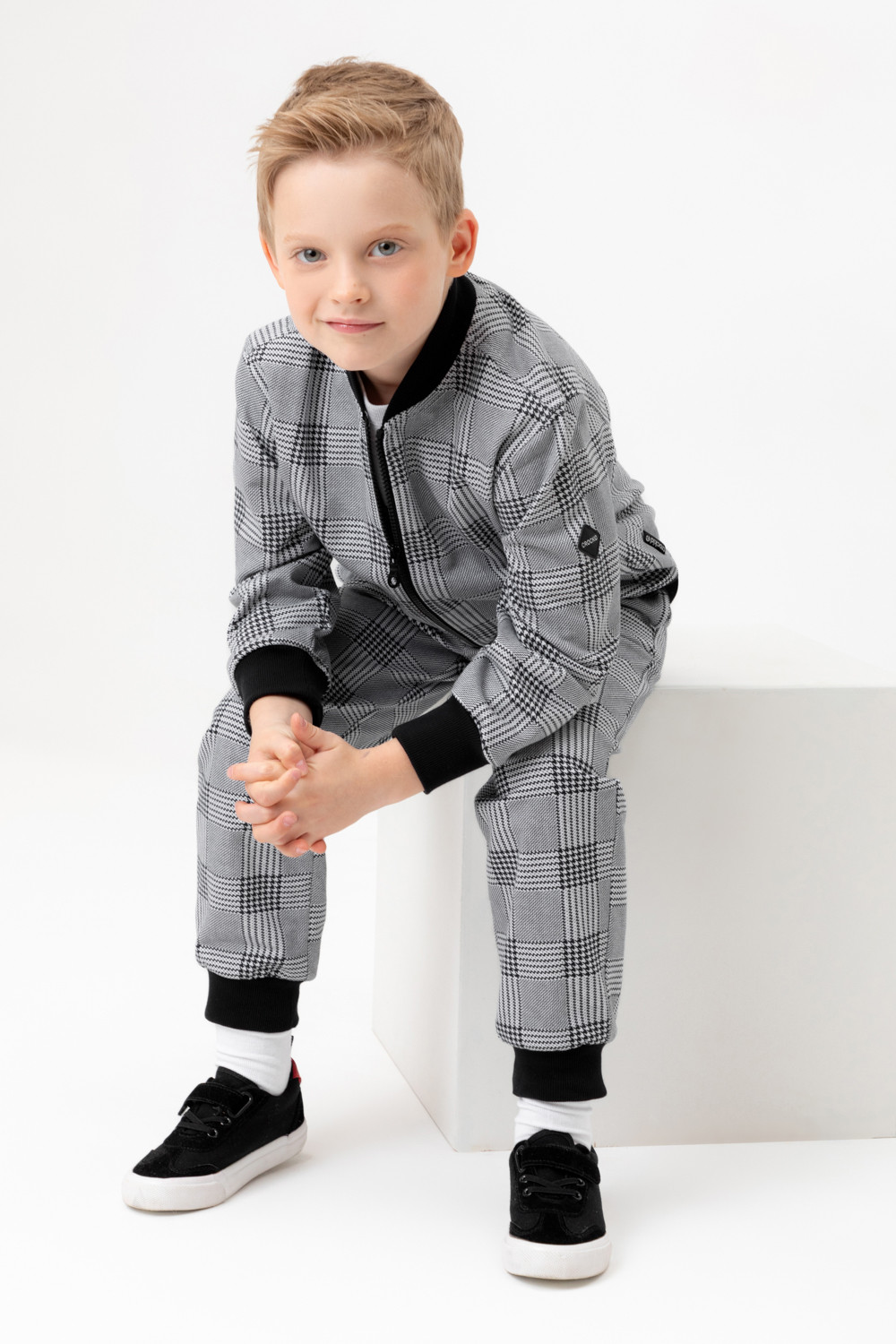 Crockid Брюки КР 400805 св.серый меланж, костюмная клетка к546 Crockid