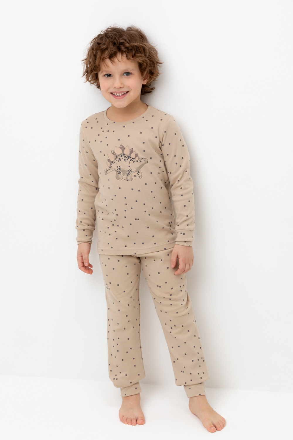 Crockid Пижама К 1621 тем.бежевый, мини квадратики Crockid