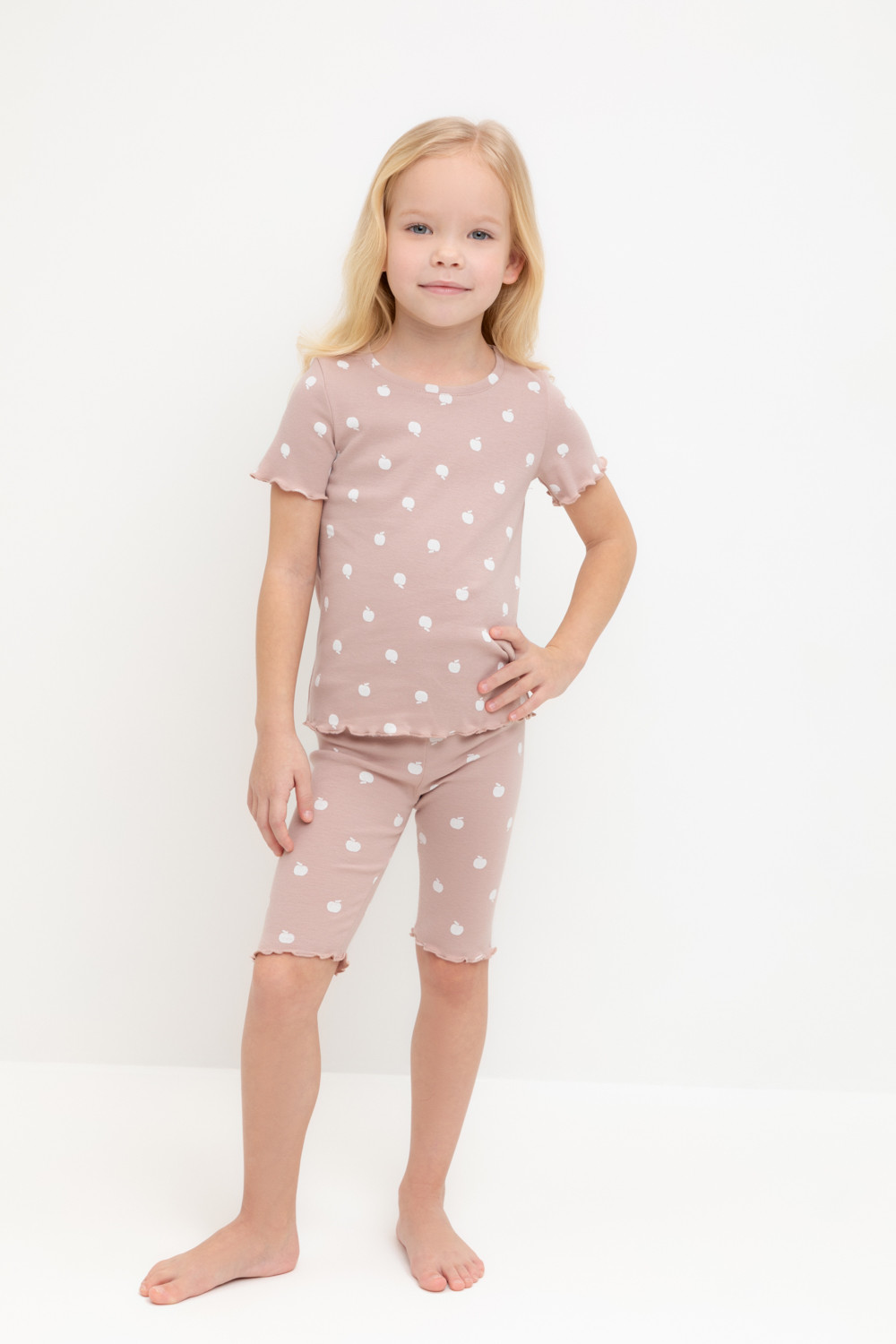 Crockid Пижама К 1632 кофейный, маленькие яблочки Crockid