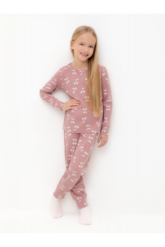 Crockid Пижама К 1552 серая пудра, крупная вишня Crockid