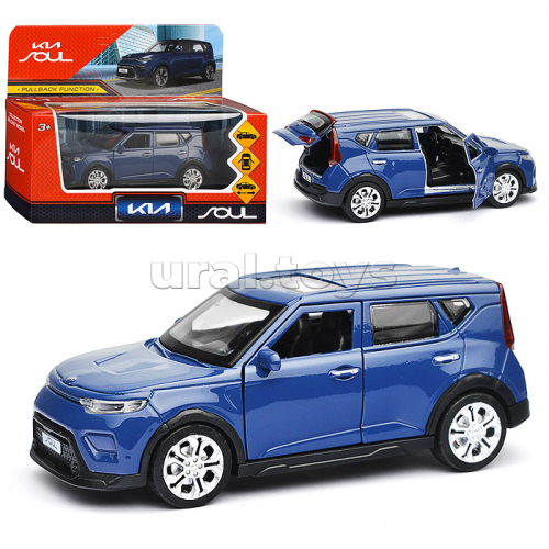 Машина металл KIA soul 12 см, (двери, багаж., темно-синий)инерц., в коробке