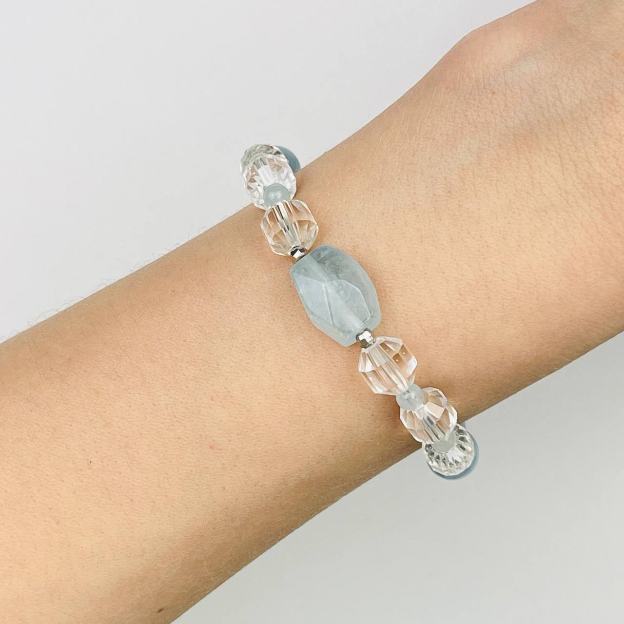 Радуга Самоцветов Браслет из Аквамарина и Горного Хрусталя