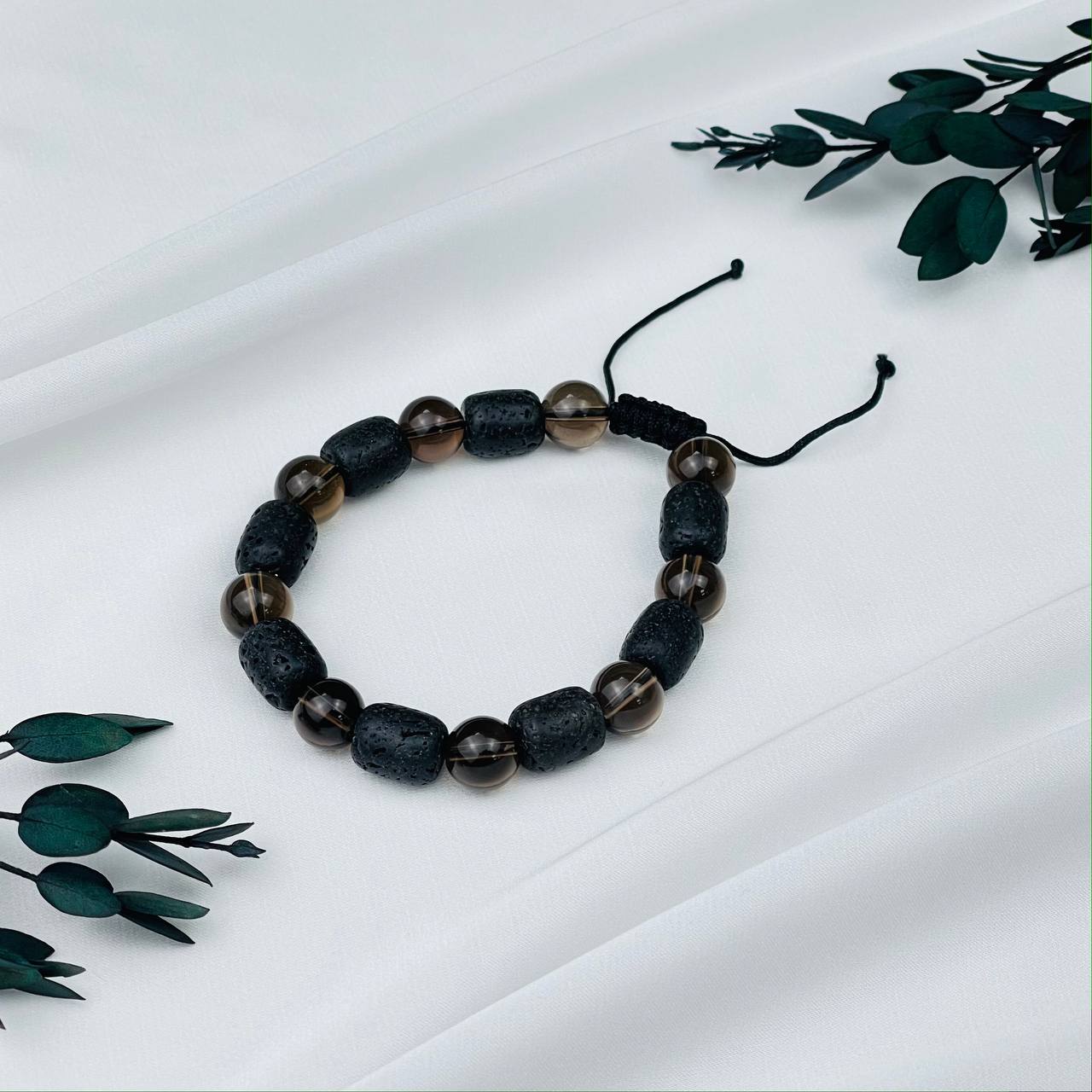 Радуга Самоцветов Браслет регулируемый из Лавы и Раухтопаза