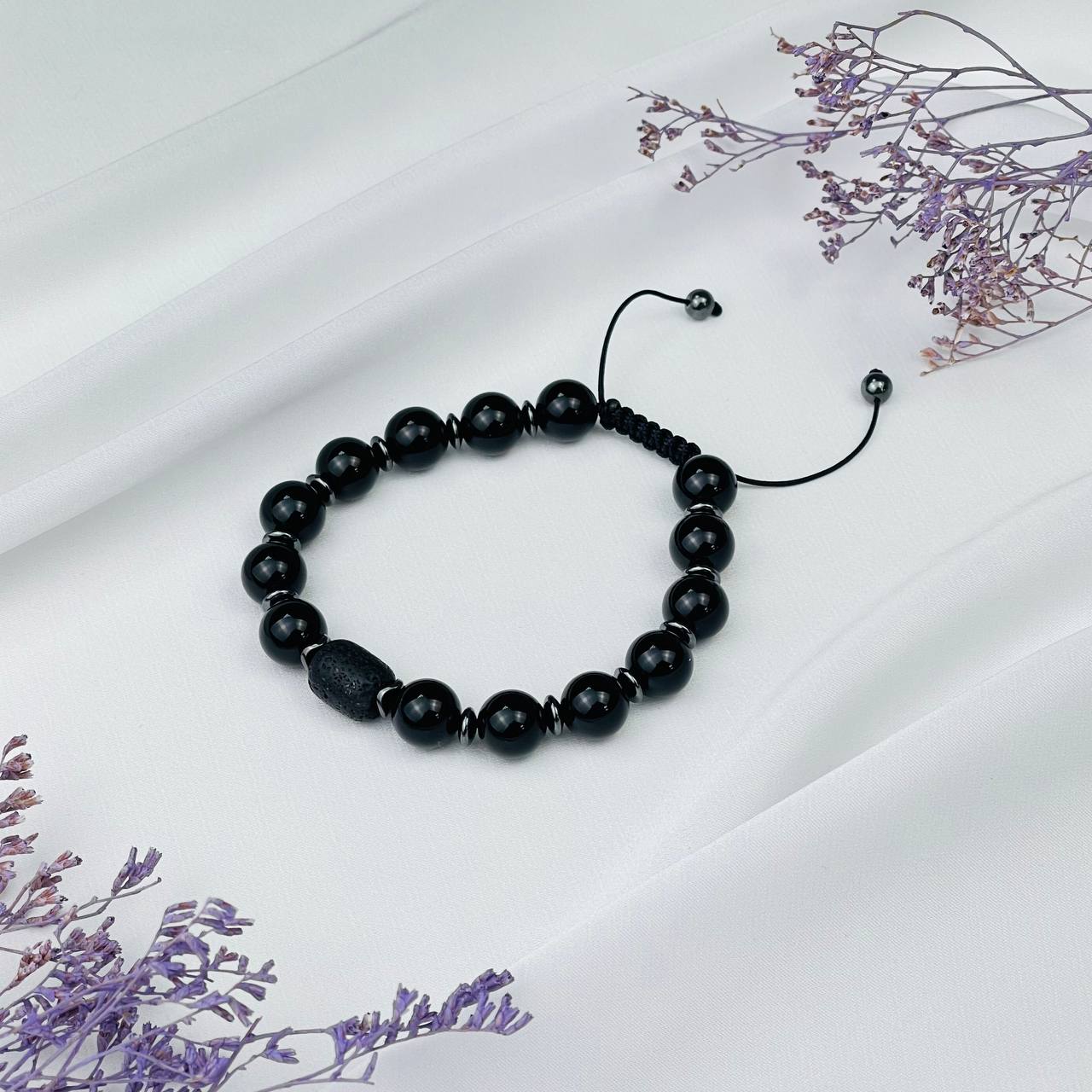 Радуга Самоцветов Браслет регулируемый из Агата, Лавы и Гематита