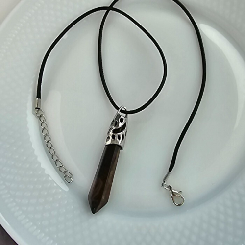Кулон со шнурком из натурального камня горный Тигровый глаз, 1048, Уценка, арт.08.2104