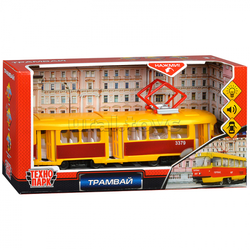 Трамвай (свет+звук) пластик, в коробке