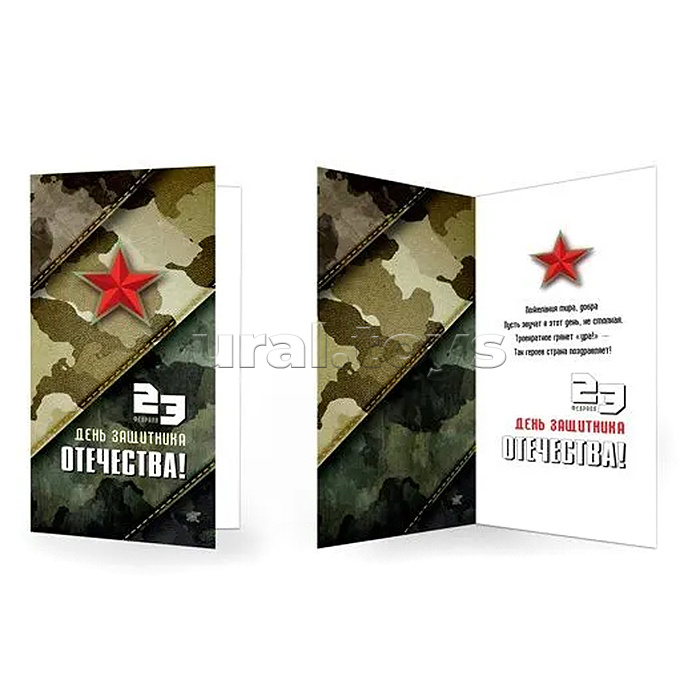 Открытка евроформата. 23 февраля. День защитника Отечества! (текст)