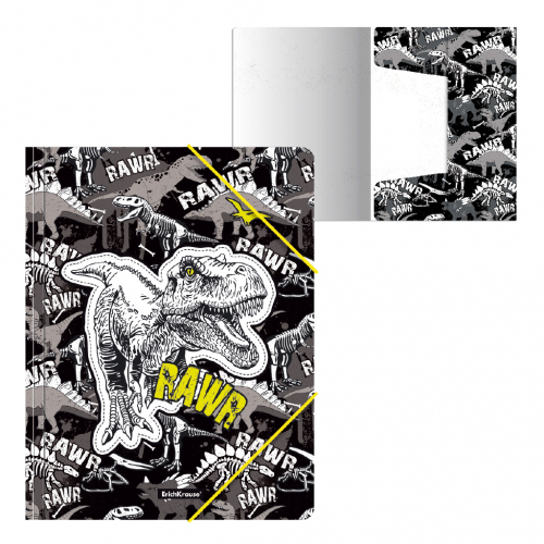 АКЦИЯ 143р. 300р.Папка на резинках пластиковая ErichKrause® Dinosaur Park, A4 (в пакете по 4 шт.)