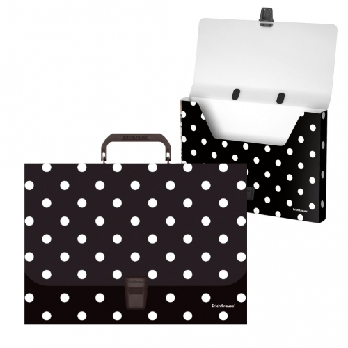  АКЦИЯ 200р. 400р.Портфель пластиковый ErichKrause® Dots in Black, A4 (в пакете по  1шт.)