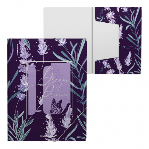 АКЦИЯ 145р. 300р.Папка на резинках пластиковая ErichKrause Lavender, A4 (в пакете по 4 шт.)
