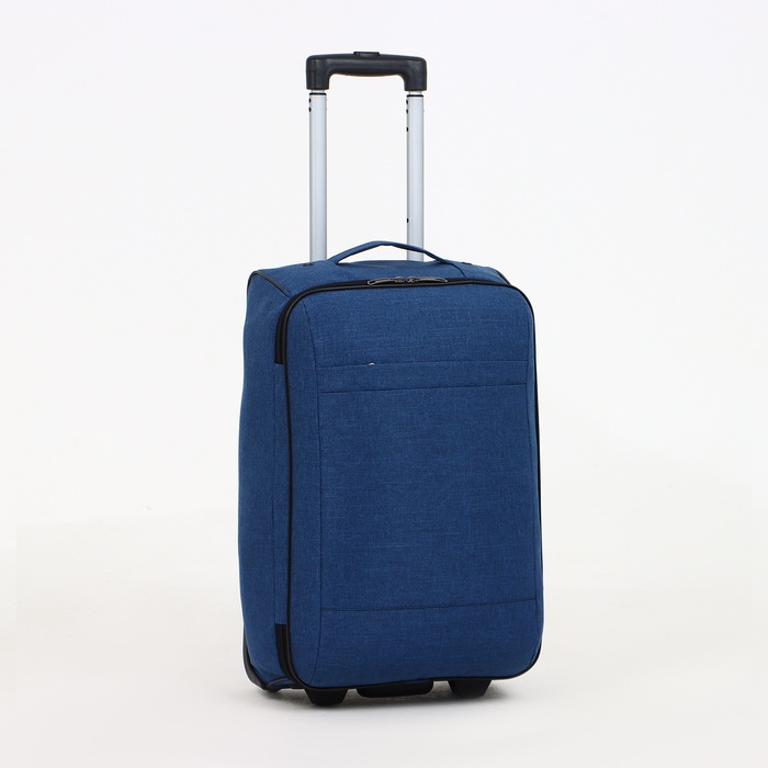 Чемодан малый 36 л (S) «Фабрика КАРТЕКС», отдел на молнии, наружный карман, 2 колеса, цвет синий