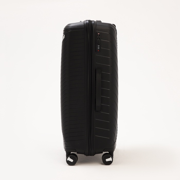 Чемодан на колёсах большой 100 л (L), на молнии, кодовый замок, 4 колеса, чёрный