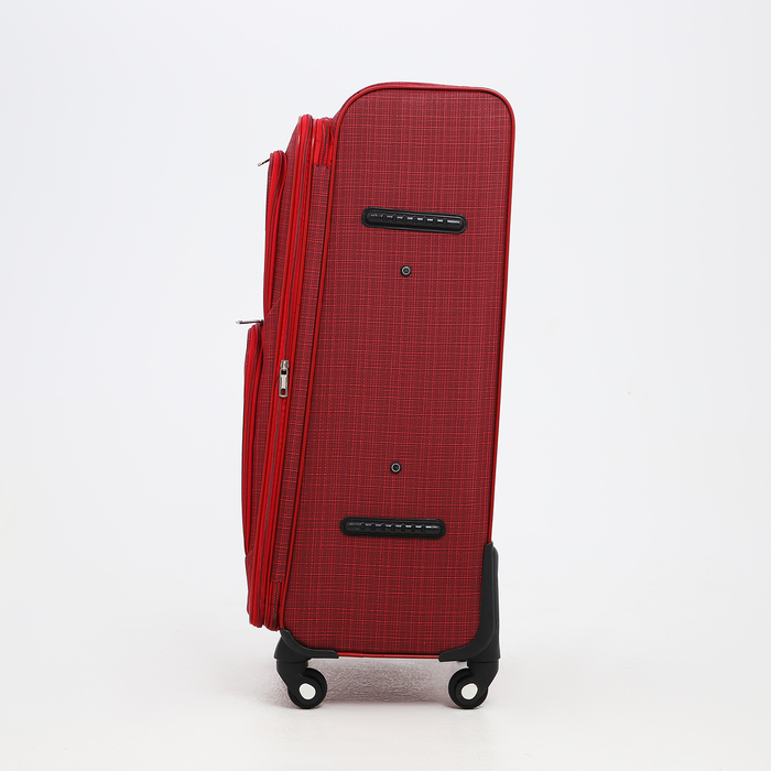 Чемодан на колёсах большой 95 л (L), на молнии, с расширением, кодовый замок, 4 колеса, 2 наружных кармана, красный