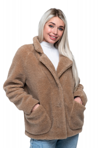 Пальто стильное из верблюжьей шерсти SHORT BARREL, цвет Camel, цвет КОРИЧНЕВЫЙ