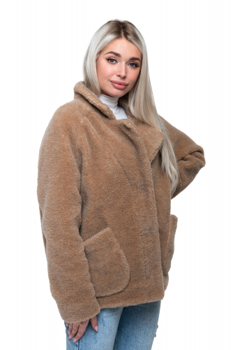Пальто стильное из верблюжьей шерсти SHORT BARREL, цвет Camel, цвет КОРИЧНЕВЫЙ