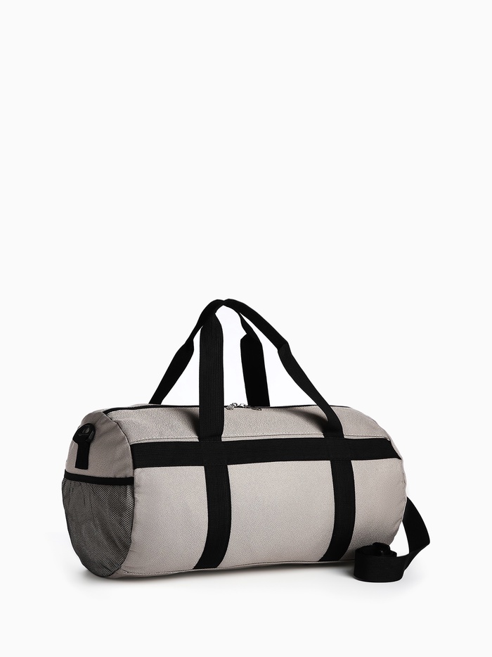 Сумка дорожная на молнии, боковой карман/сетка, держатель для чемодана, длинный ремень, серая